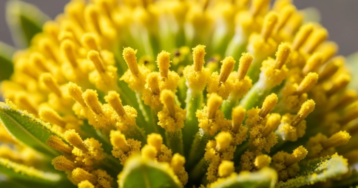 Sezona polena — makro fotografija cvijeta pokrivenog polenom