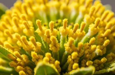 Sezona polena — makro fotografija cvijeta pokrivenog polenom